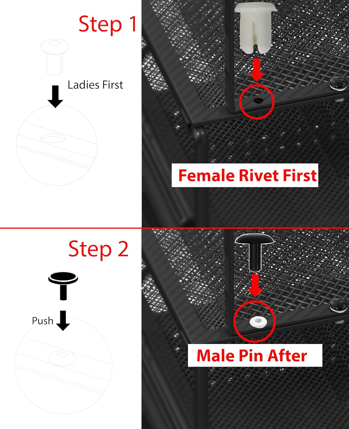 Mesh desktop organizer with sliding drawer, double-layer tray, and 5 vertical compartments, black.