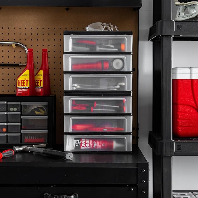 Stackable three-tier desktop storage drawers, 2-pack, suitable for organizing small items in various places such as dressing tables, for nail polish, bathrooms, stationery, art supplies, kitchens, offices, garages, etc.  Medium size, black.